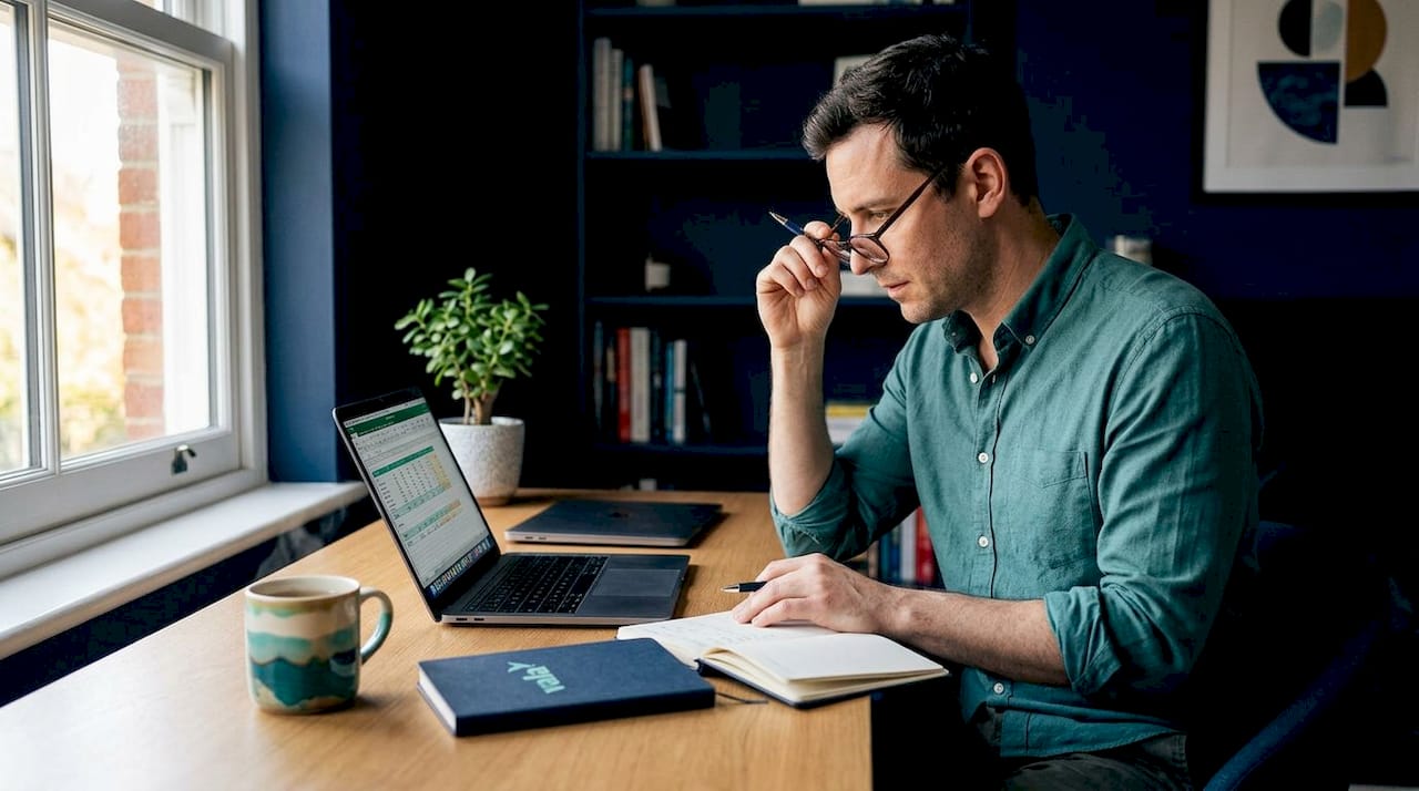 What Is A Financial Plan? A Guide For Ages 18–45 2 Man working on budgeting in a home office