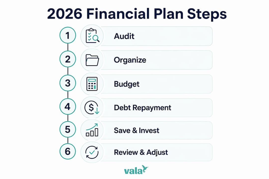 How To Create Your Annual Financial Plan For 2026 3 Infographic illustrating steps of financial planning 2026
