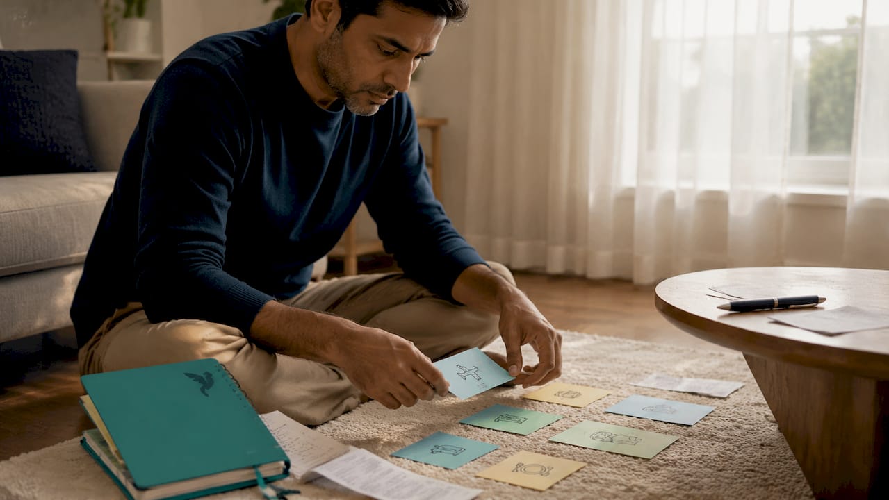 Trip Budget Planner: Your Complete Guide For 2026 2 Hands sorting travel budget category cards
