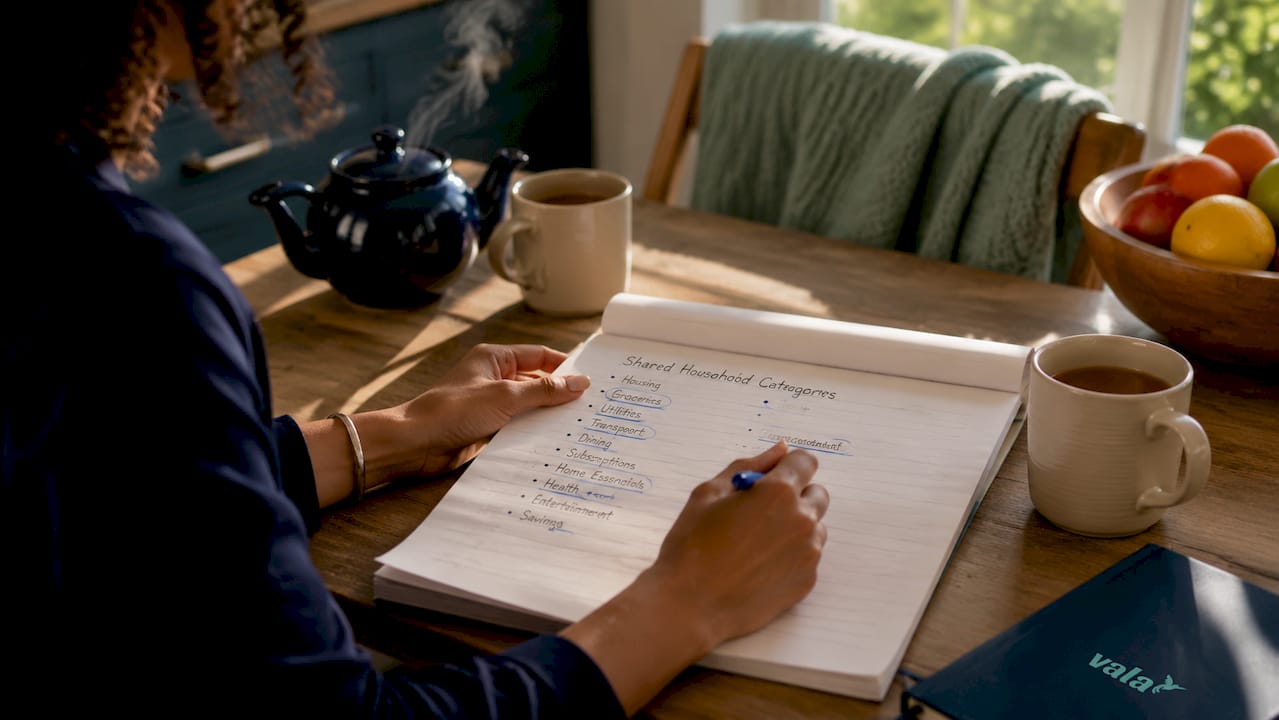 Types Of Shared Household Expense Categories Explained 2 Hands writing shared expense checklist
