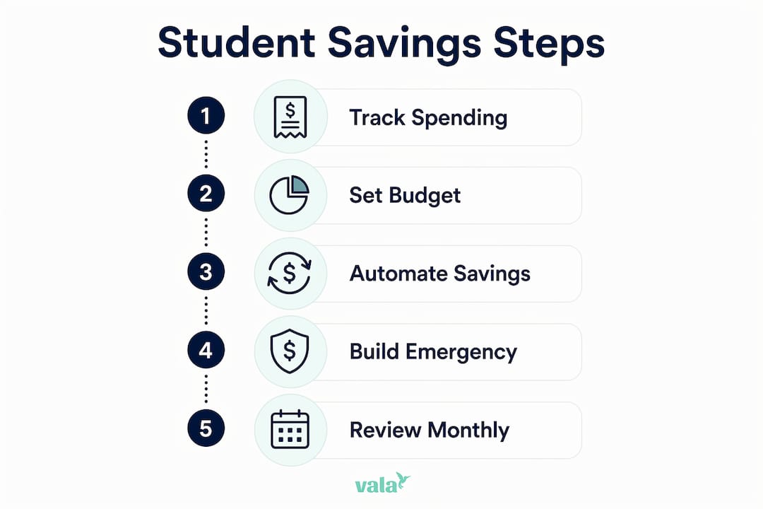 Infographic outlining student savings steps