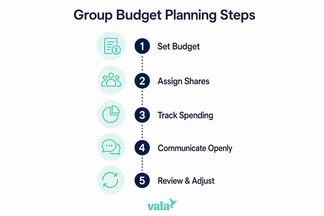 Infographic showing group budget planning steps