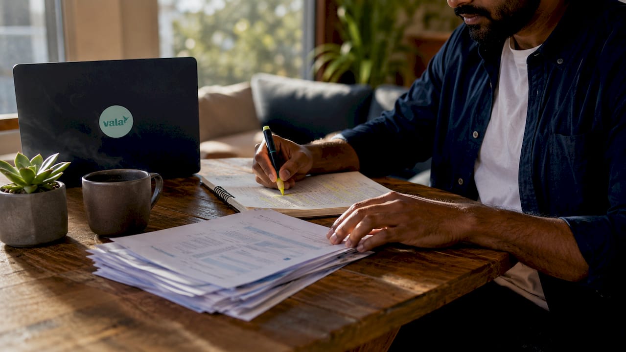 How To Find Hidden Monthly Spending Leaks Fast 3 Hands organizing financial papers at glass table