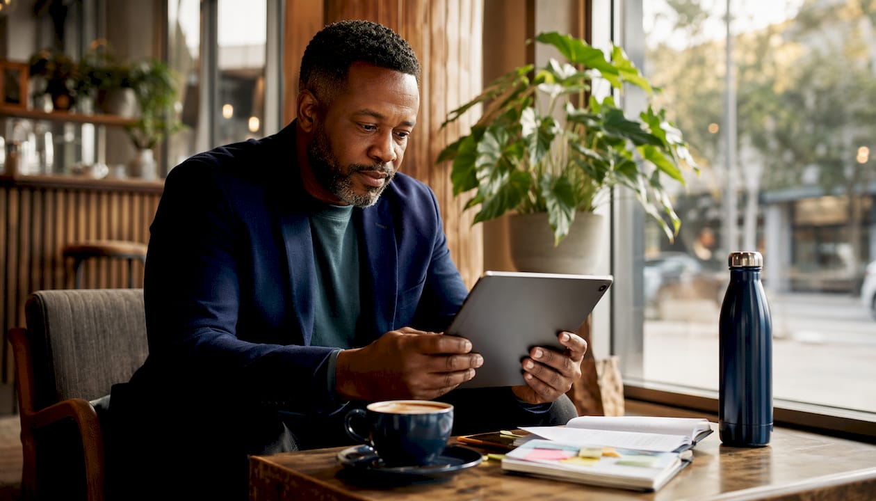 The Real Role Of Spending Notifications In 2026 3 Man interacting with financial app on tablet