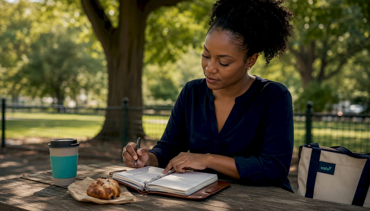 Best Goodbudget.com Alternatives For 2026: Top Picks 4 Hands on coffee shop table next to smartphone and planner