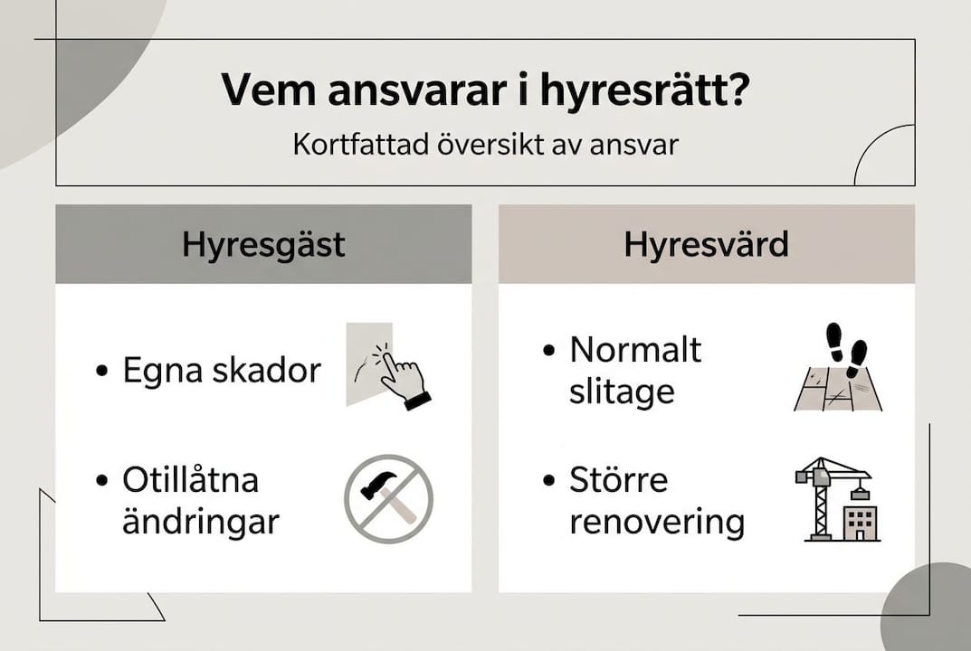 Grafisk översikt: vem ansvarar för vad – hyresgäst och hyresvärd