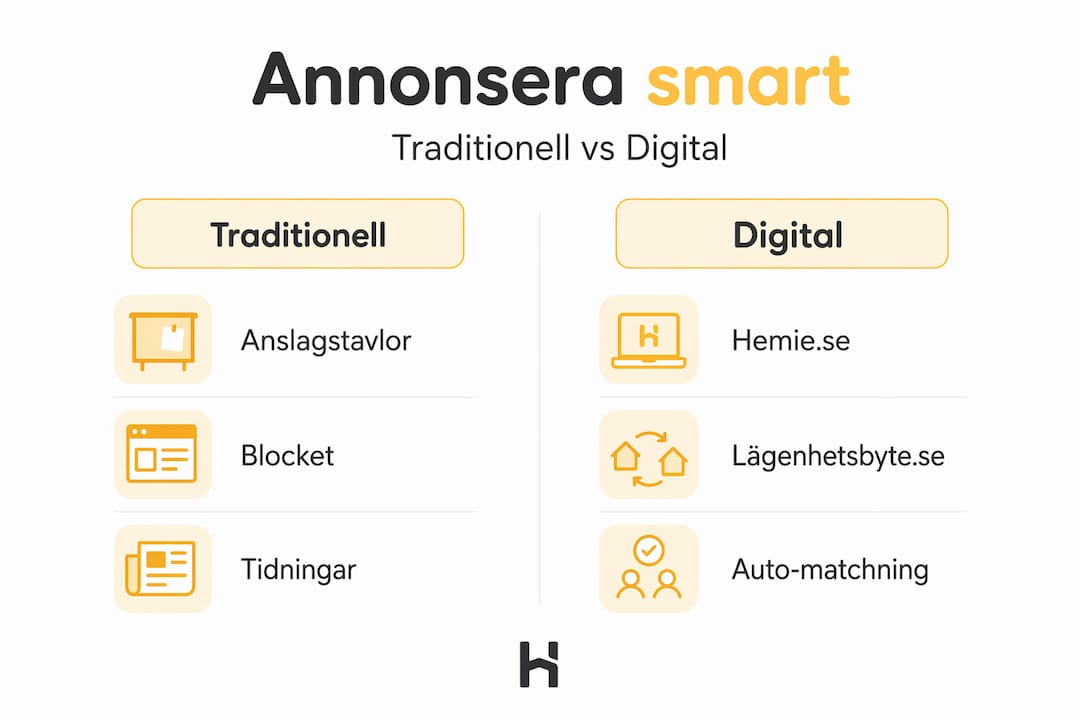 Så skiljer sig traditionell bostadsannonsering från digital – en översikt i infografik