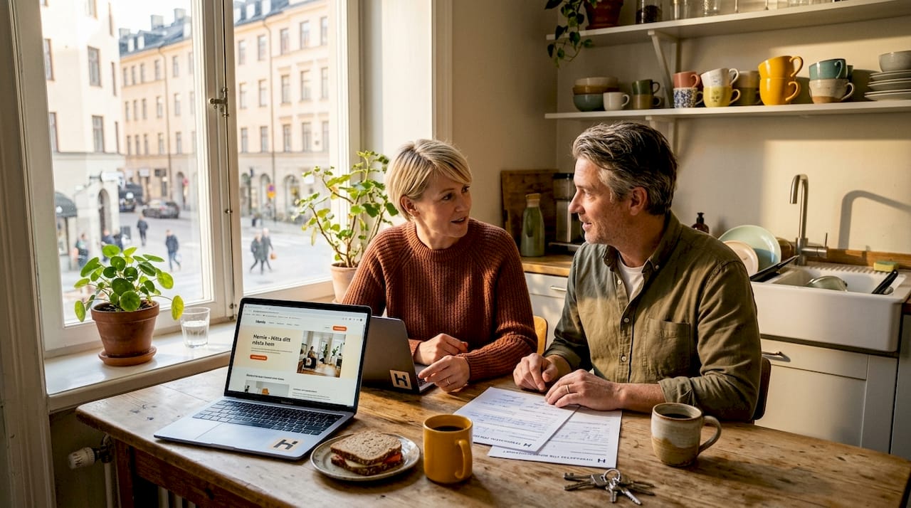 I köket pratar hyresgäster om att byta lägenheter med varandra.