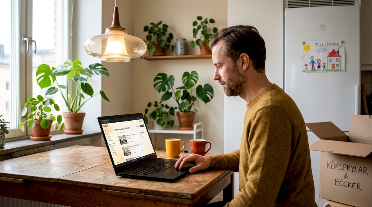 Numera letar man efter nytt boende digitalt – ofta direkt vid köksbordet med en kopp kaffe i handen.