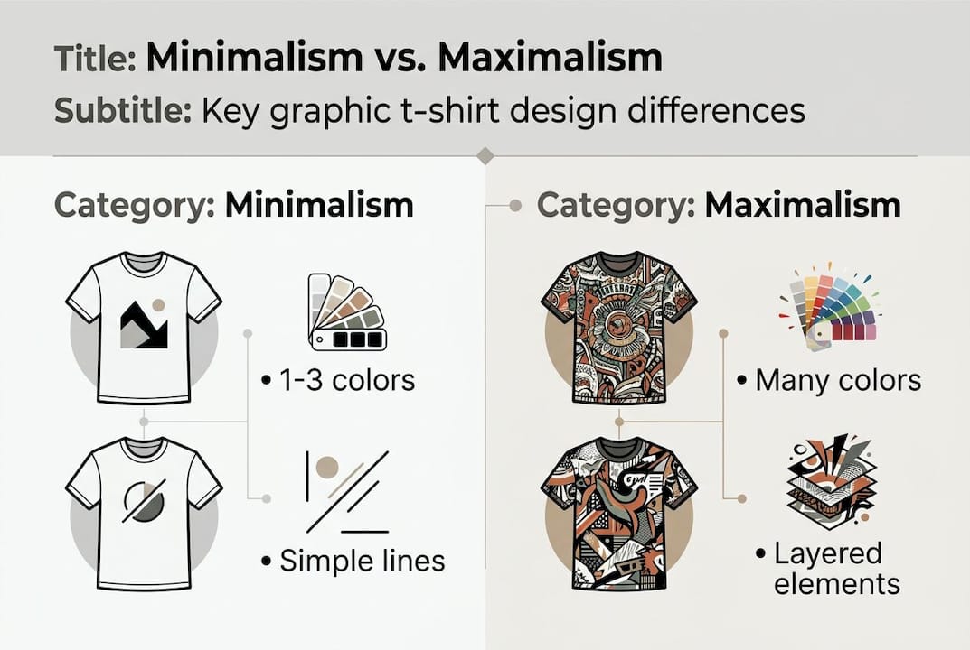 Infographic comparing minimalist and maximalist design features