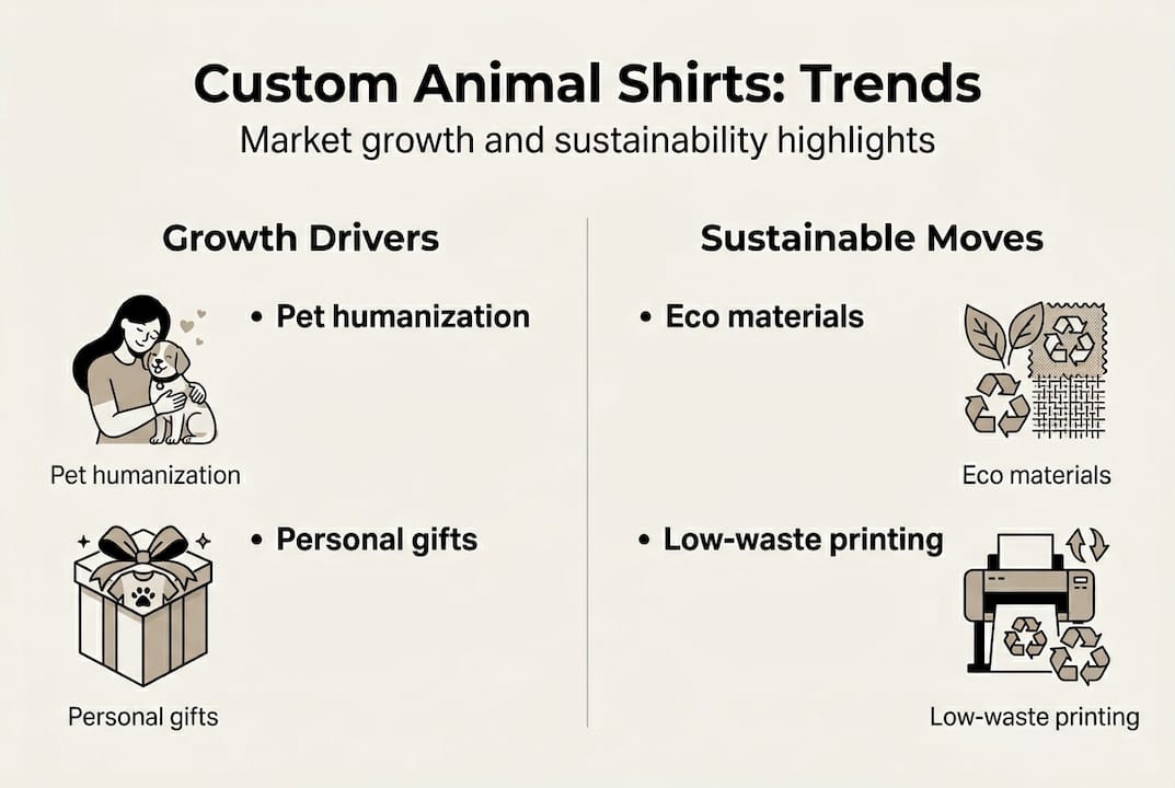 Infographic on animal shirt market growth and sustainability