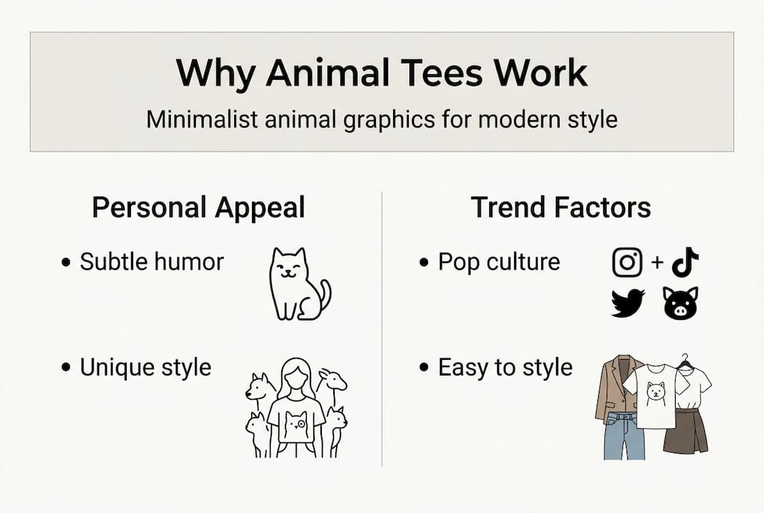 Infographic on minimalist animal graphic tee appeal