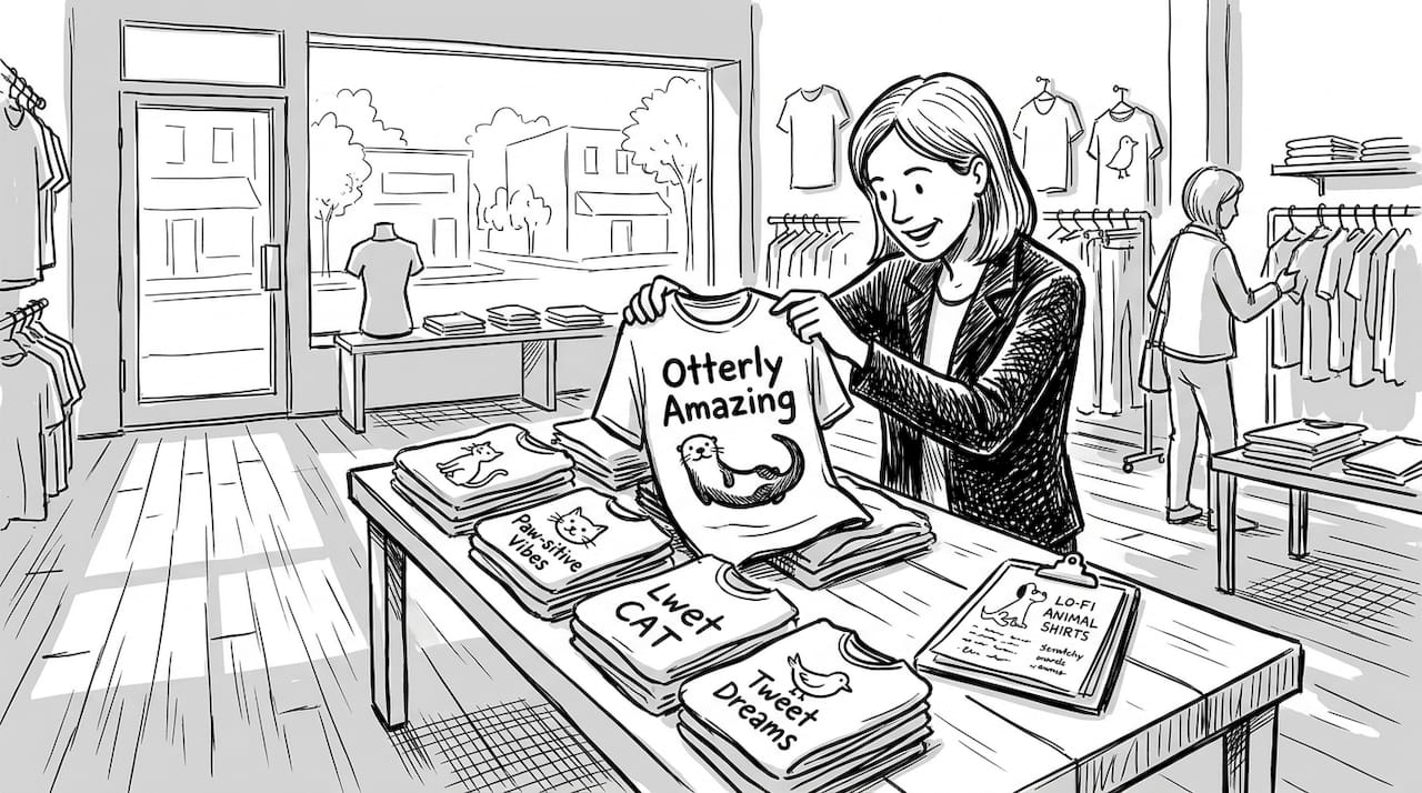 Retailer examines animal pun shirt display
