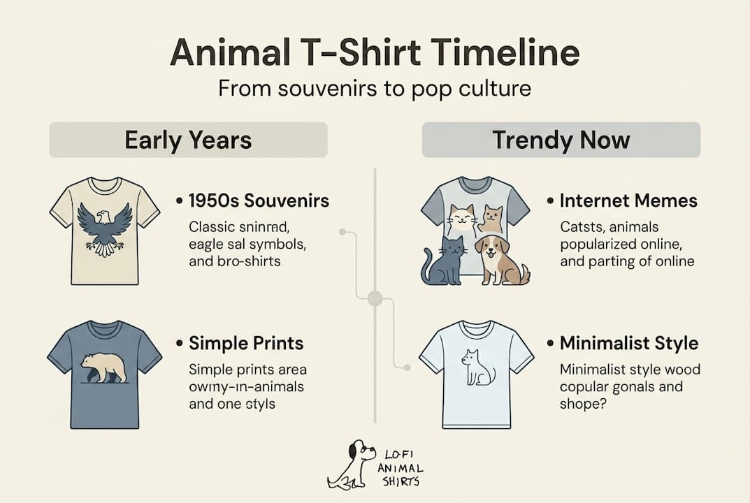 Infographic on animal t-shirt timeline and styles