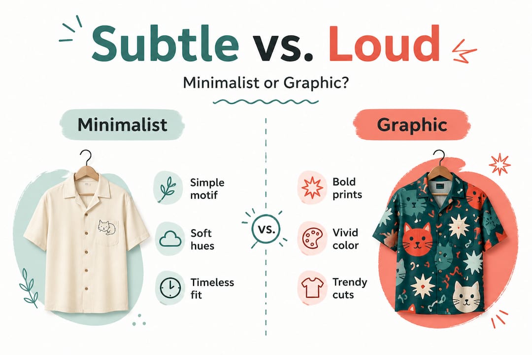 Infographic comparing minimalist and graphic sweatshirt features