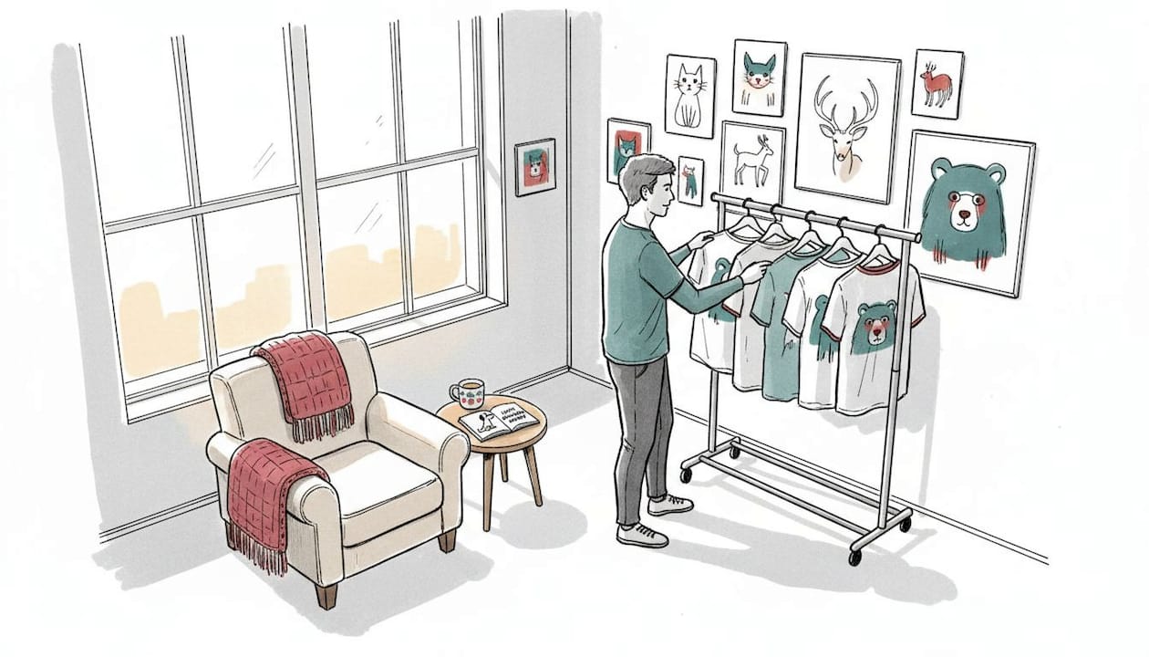 Man browsing unique animal print shirts