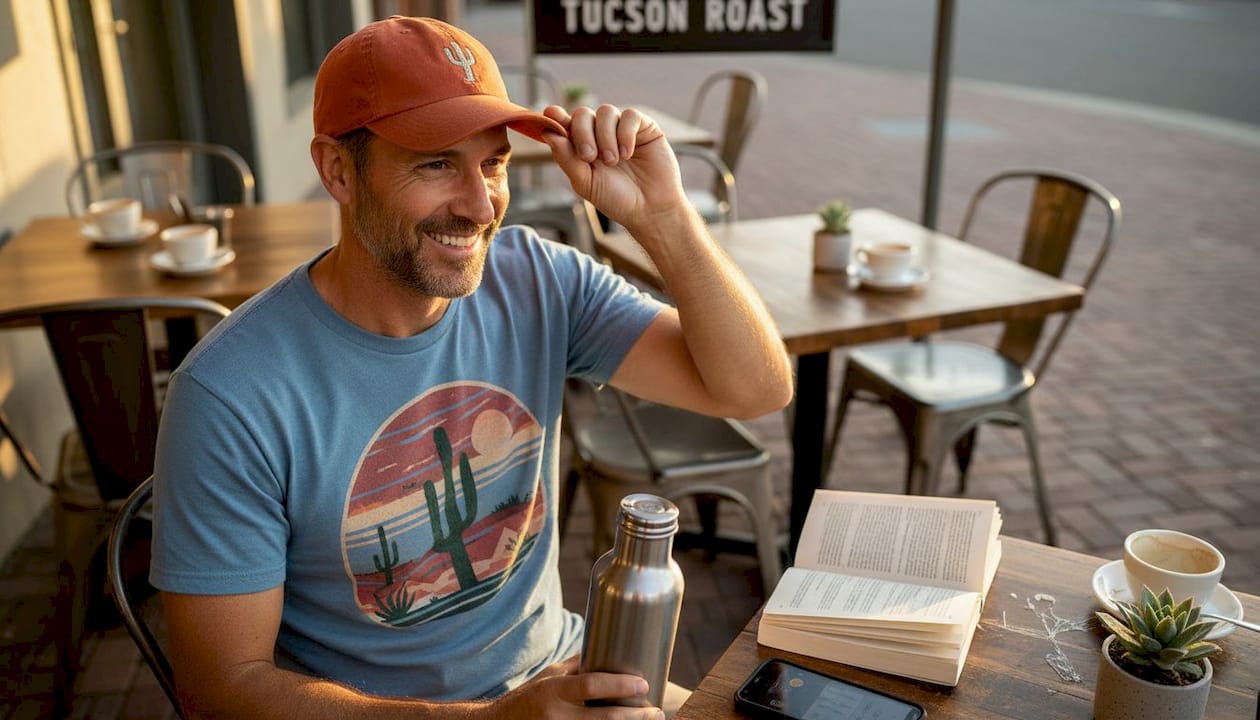 Arizona-inspired apparel at Tucson outdoor cafe
