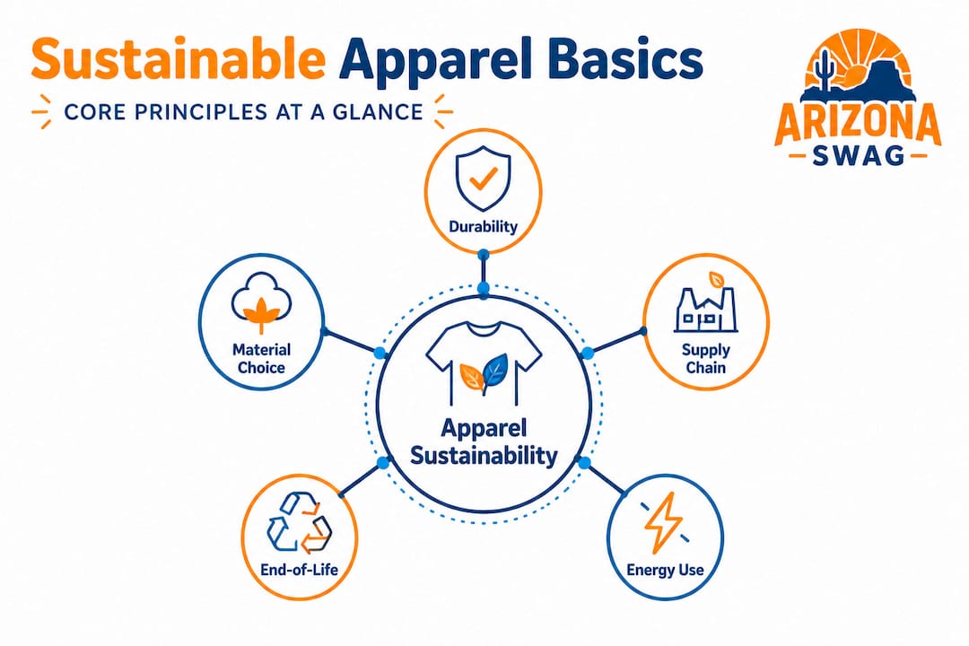 Infographic illustrating apparel sustainability principles