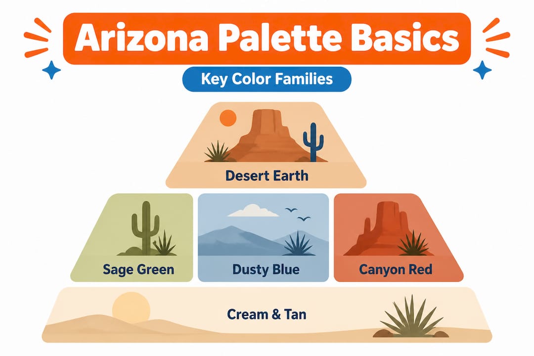 Hierarchy infographic of Arizona color palette elements
