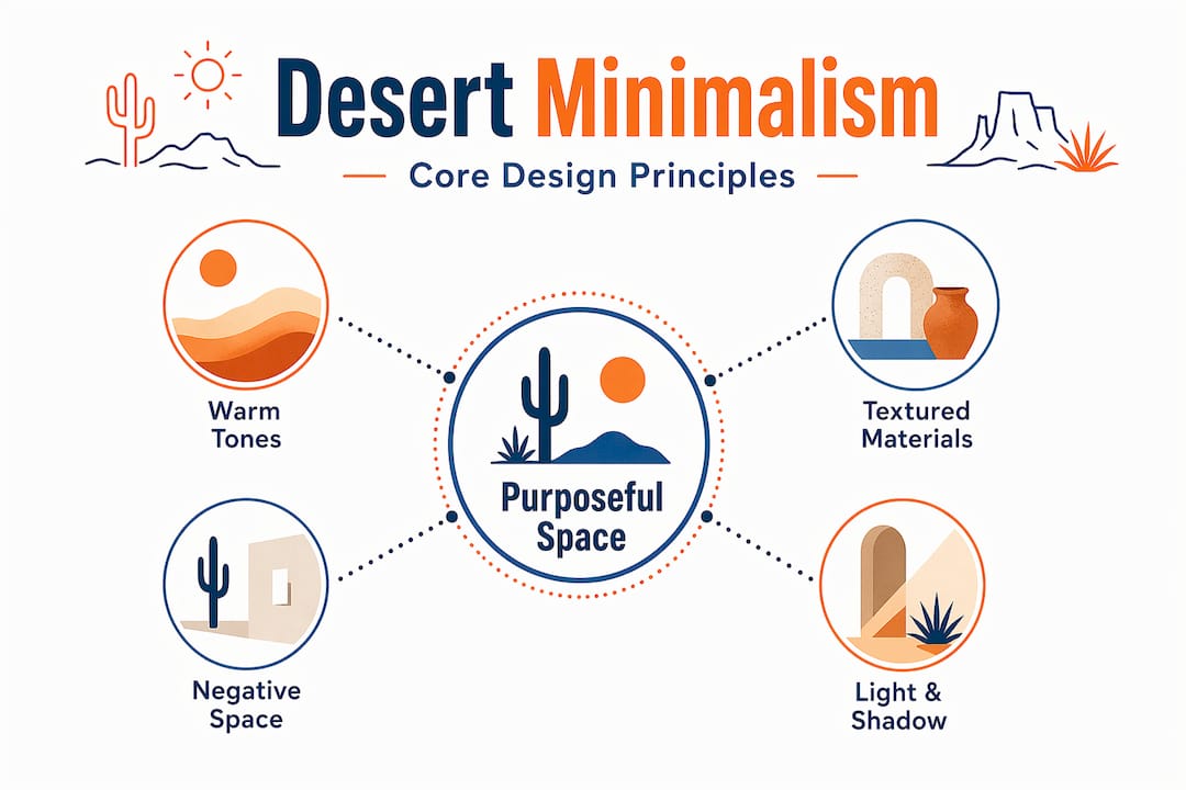Infographic hierarchy of desert minimalism principles
