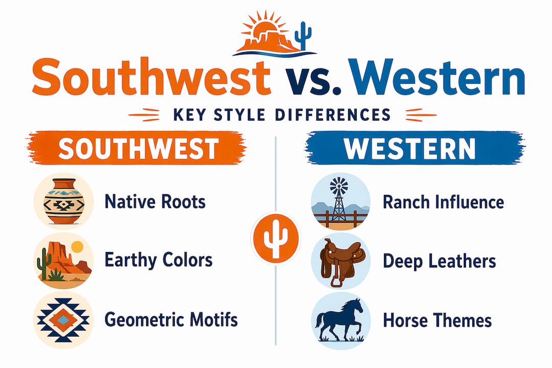 Infographic comparing Southwest and Western styles
