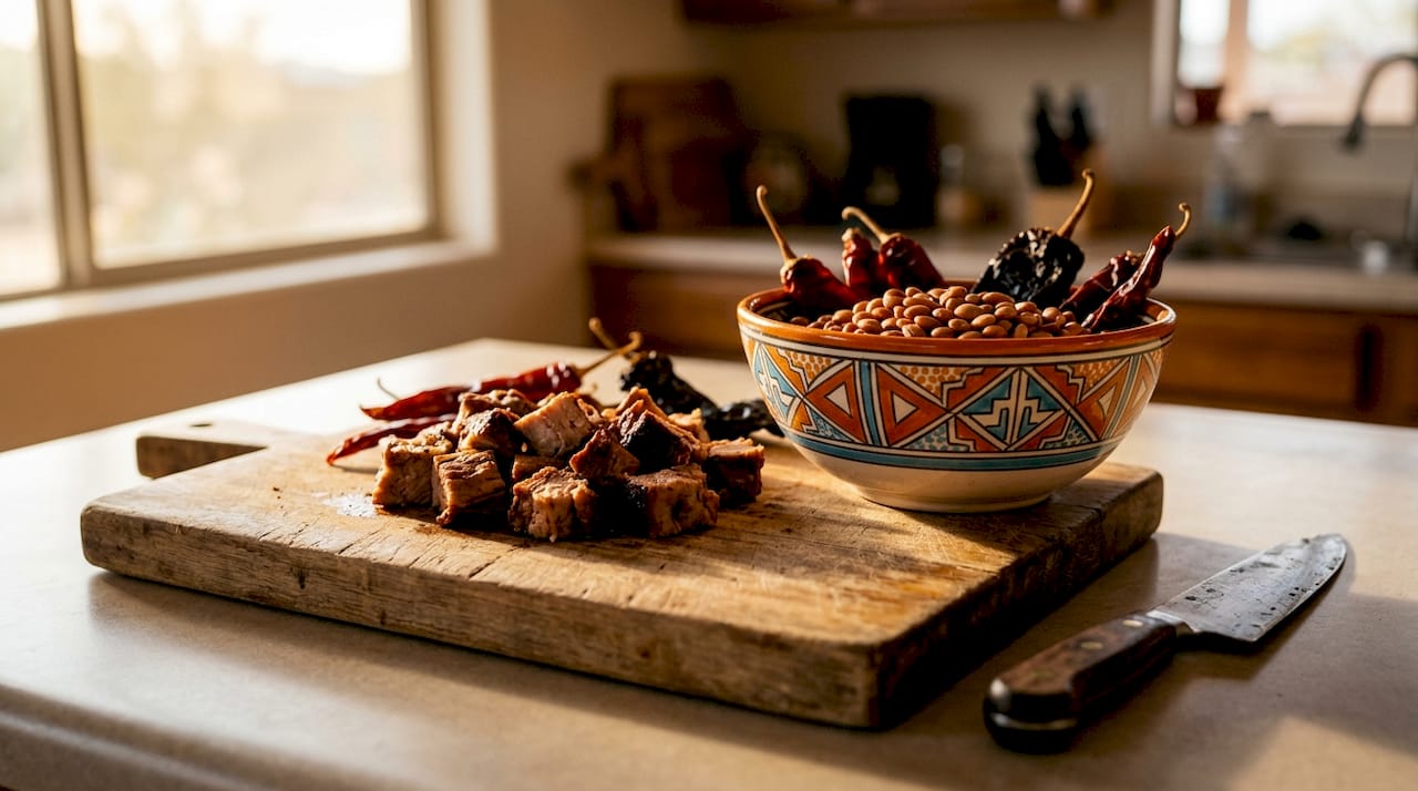 Mesquite smoked southwest ingredients close-up on counter