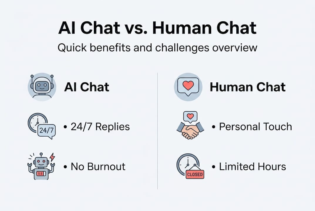 Infographic comparing AI and human chat pros