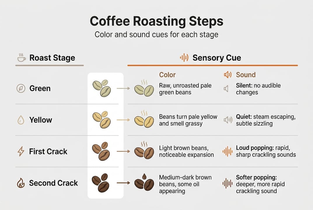 Infographic showing coffee roasting stages