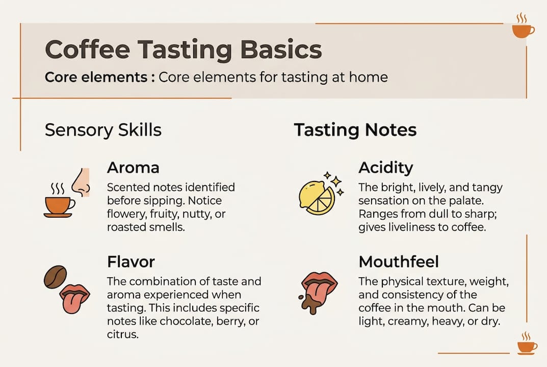 Infographic showing coffee tasting basics