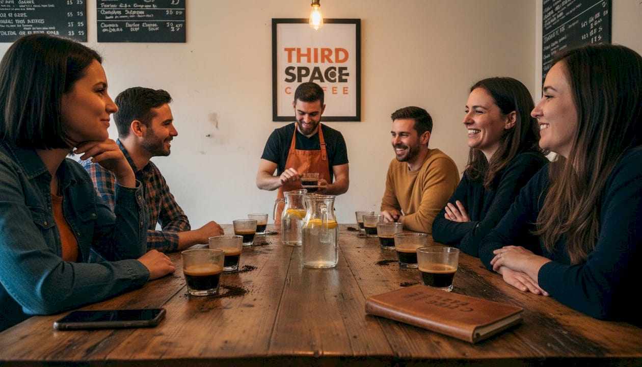 Community coffee tasting event in local café