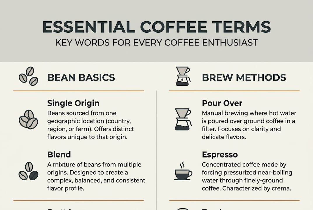 Infographic with basic coffee industry terms