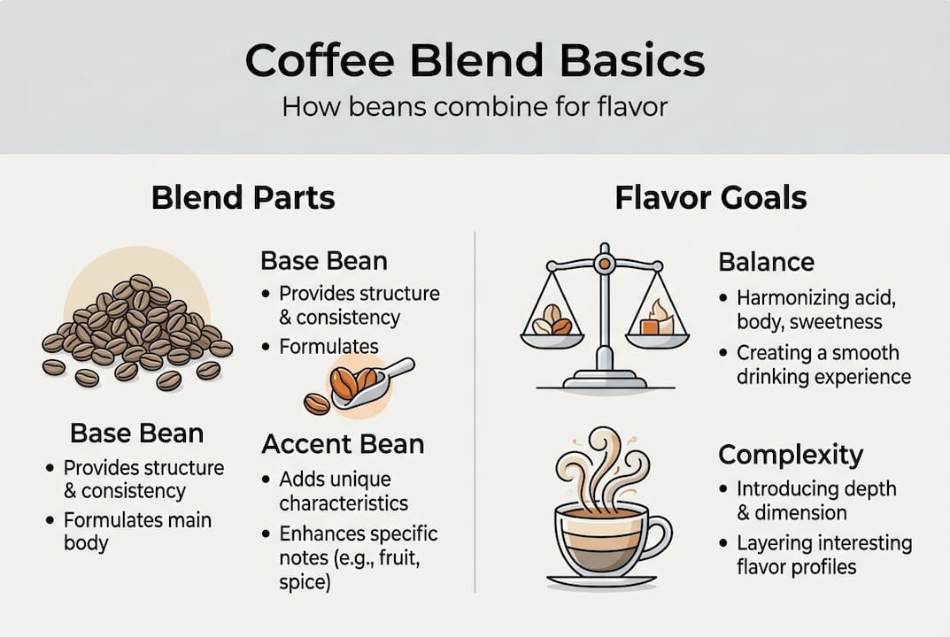 Infographic on coffee blend basics and flavor goals