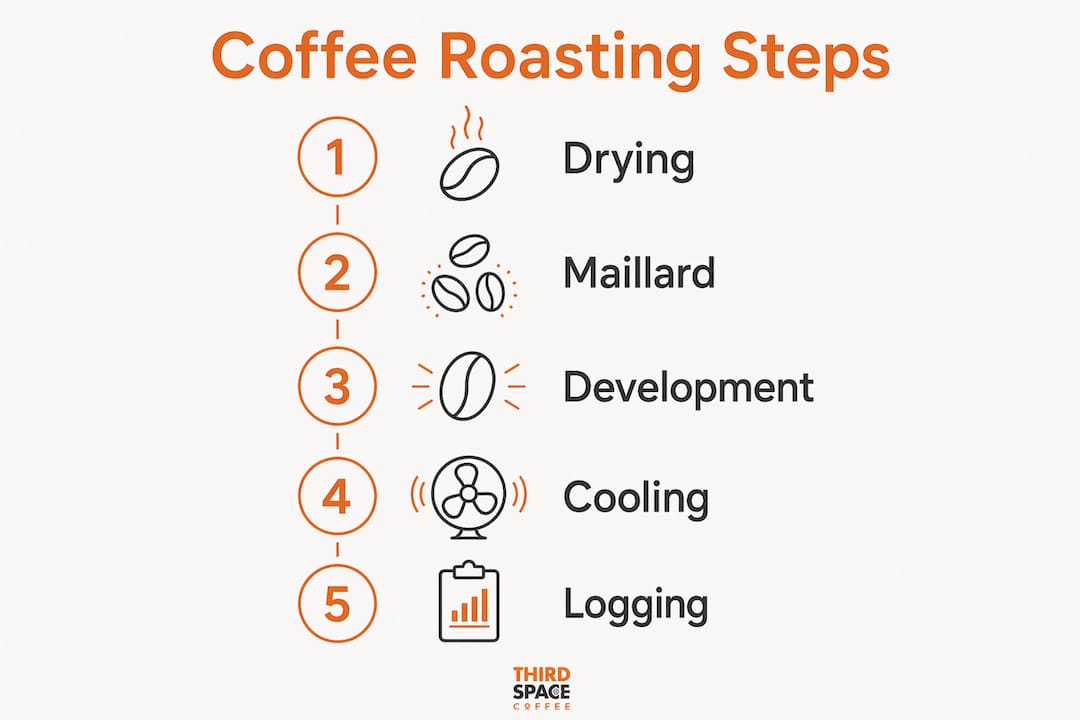 Infographic illustrating coffee roasting steps