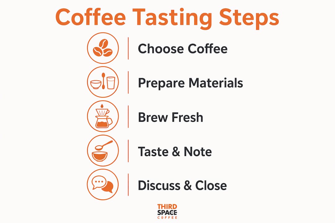 Infographic outlining coffee tasting steps