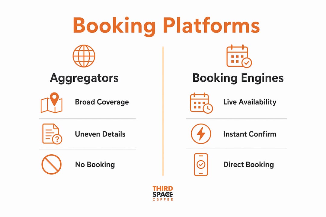 Infographic comparing booking platforms by type
