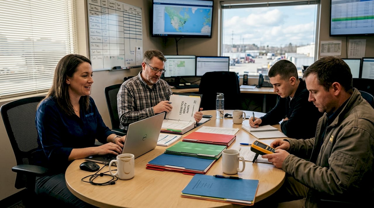 Cross-functional team meeting on logistics validation