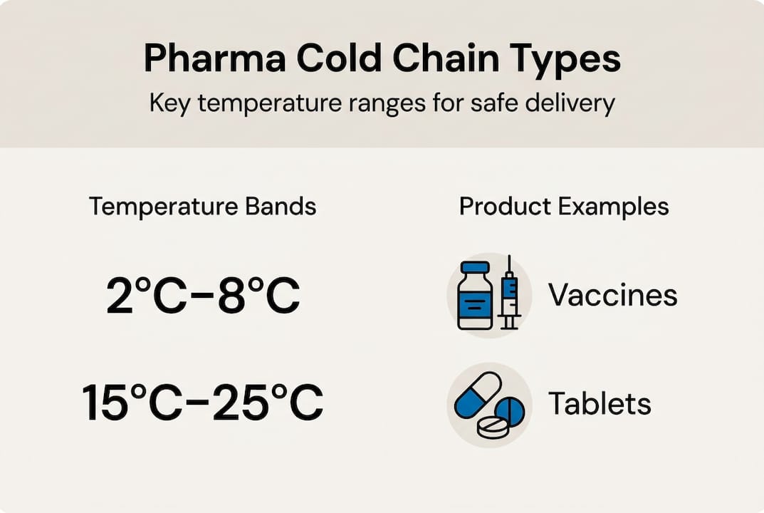 Infographic showing pharma cold chain ranges
