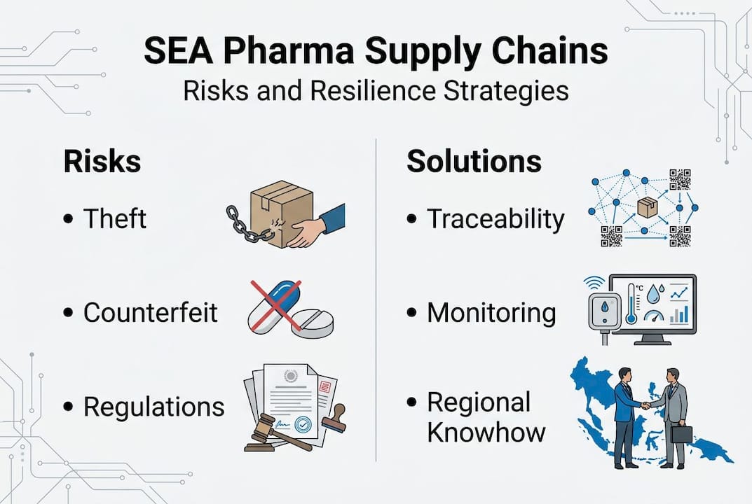 Infographic of Southeast Asia pharma supply risks and solutions