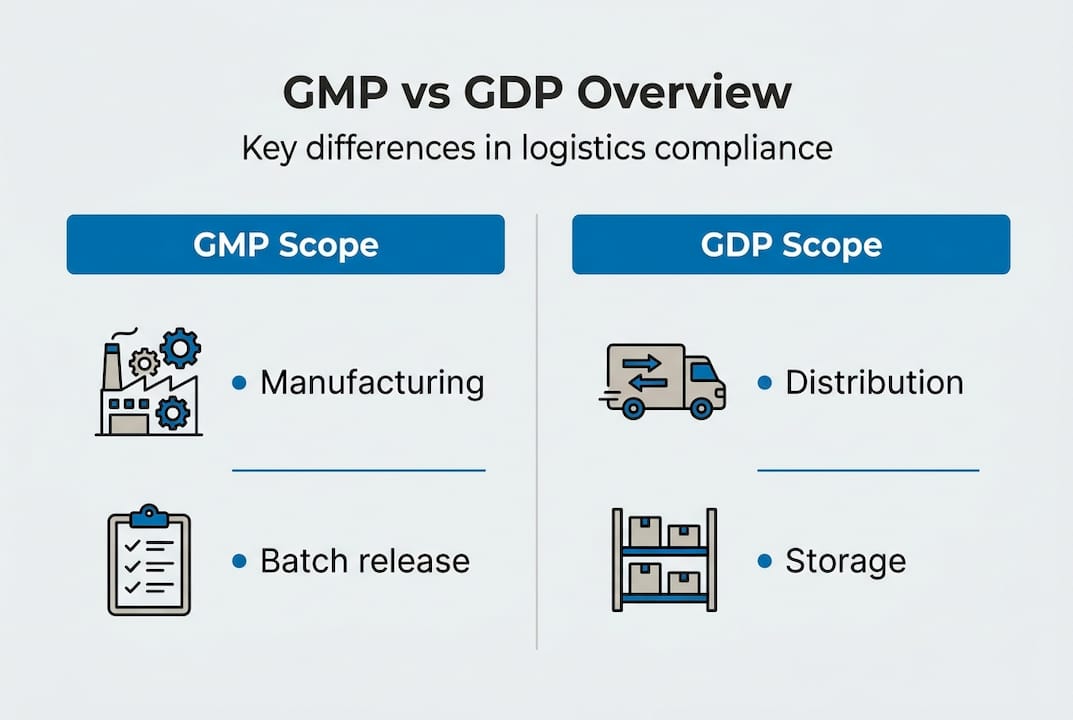 Infographic comparing GMP and GDP logistics