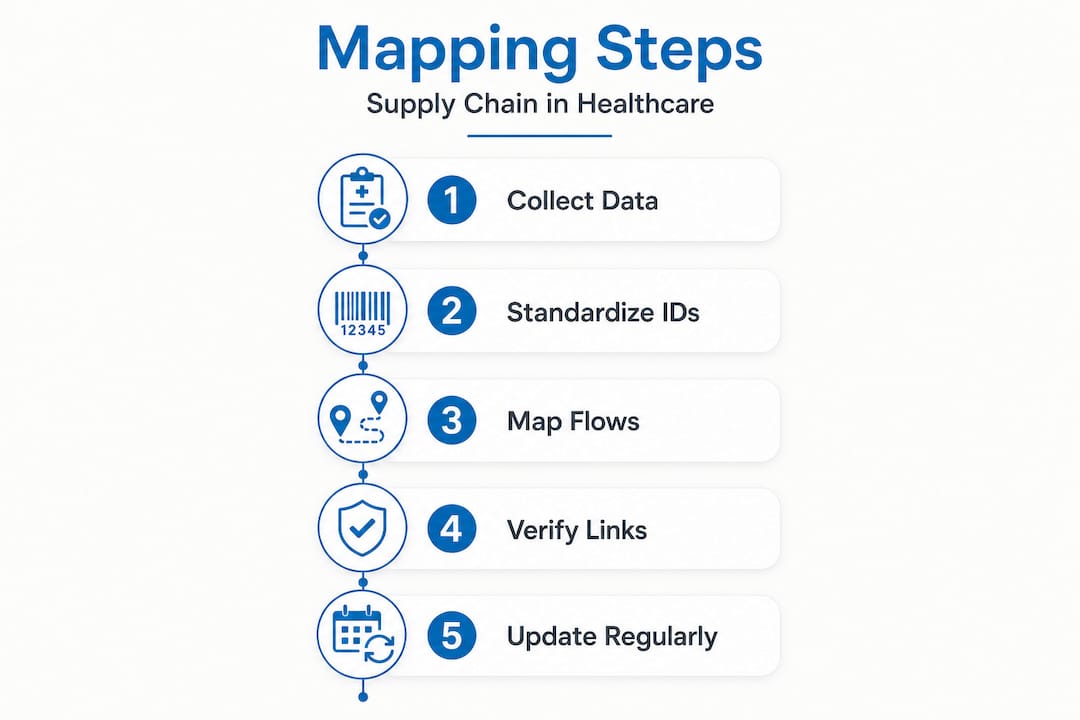 Infographic with supply chain mapping steps