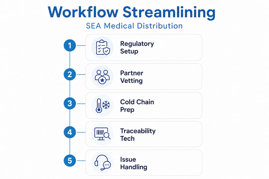 Infographic outlining medical distribution workflow steps