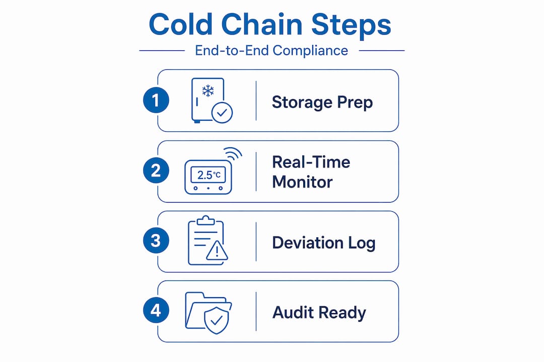 Infographic showing cold chain compliance steps