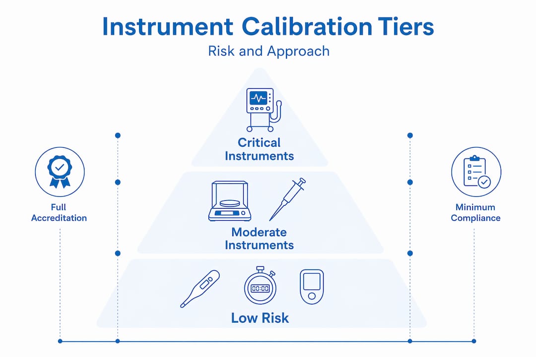 Hierarchy infographic of instrument calibration risk tiers