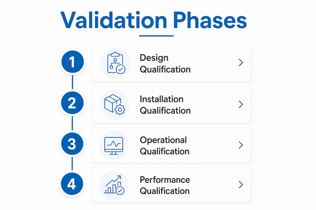 Infographic illustrating four phases of validation