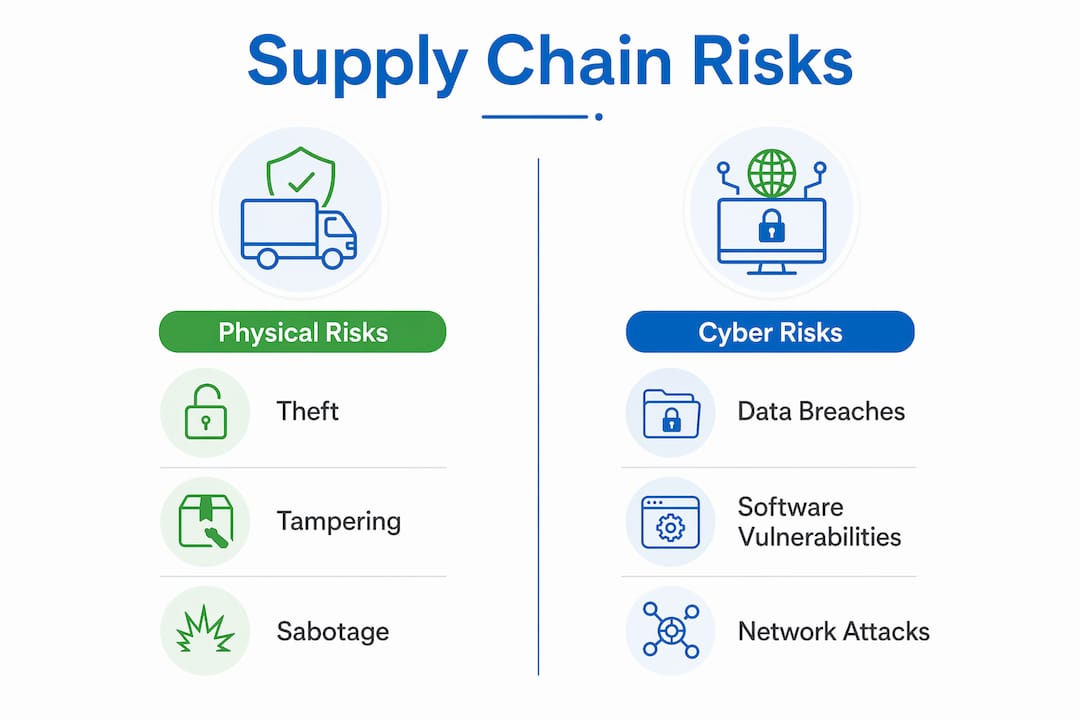 Infographic showing physical and cyber supply chain risks