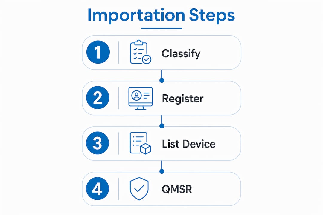 Infographic illustrating medical device importation steps