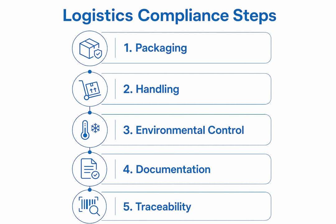 Infographic showing five key steps in logistics compliance