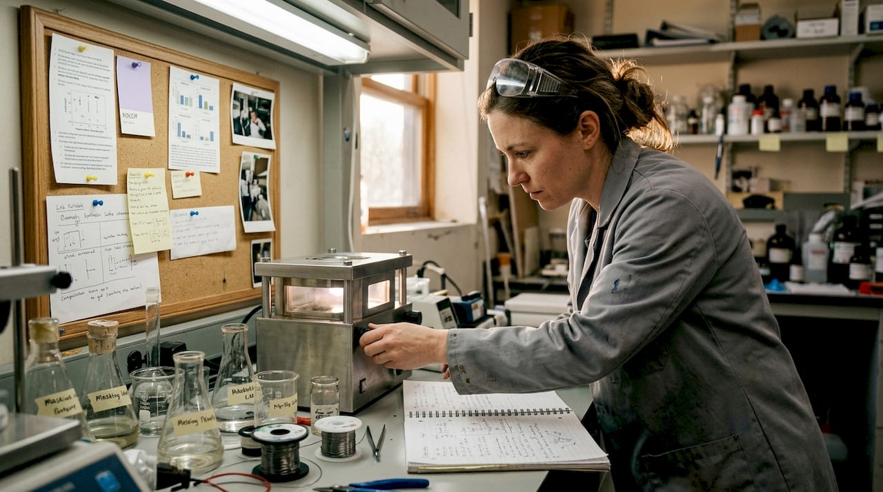 Lab technician working on diamond creation