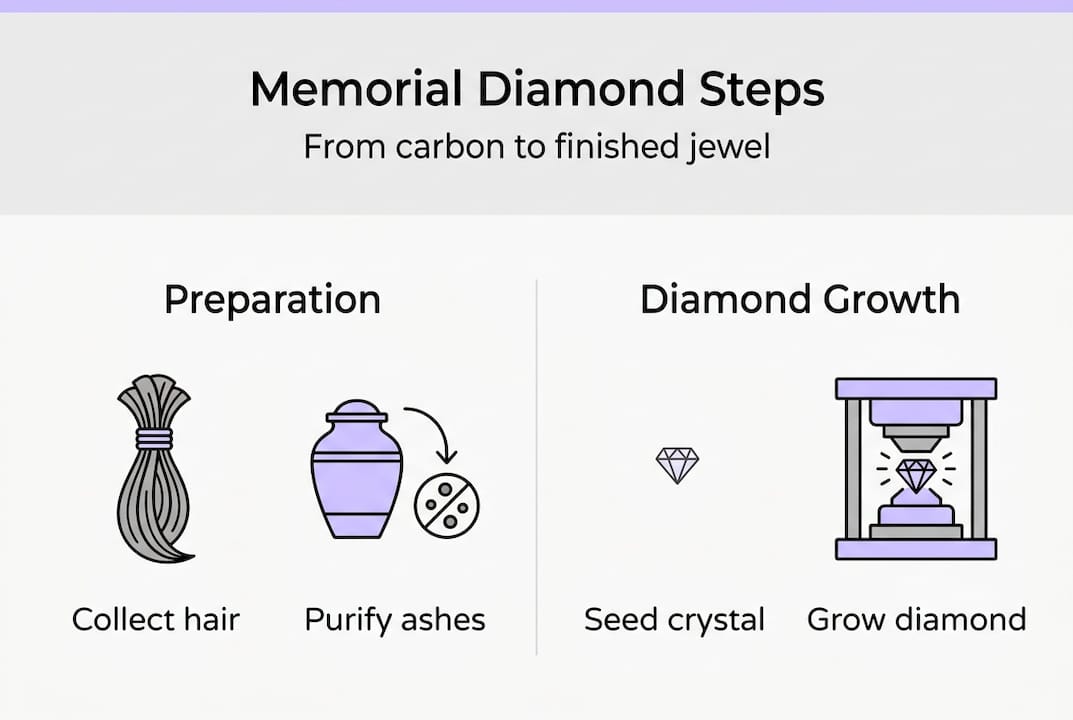 Infographic of memorial diamond creation steps