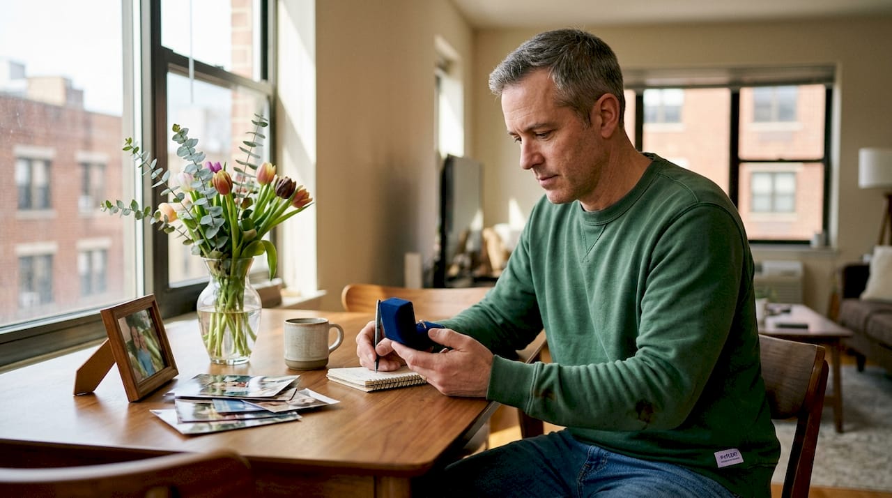 Man reviewing custom diamond ring box